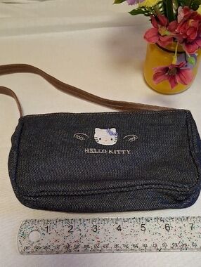 Hello Kitty Denim Mini Bag in Dark Blue with Brown Strap